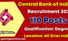 Central Bank of India Recruitment 2022 – Specialist Officer Posts for 110 Vacancies | Apply Online