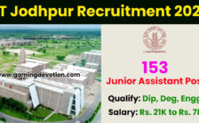 IIT Jodhpur Recruitment 2022 – Engineer Posts for 153 Vacancies | Apply Online