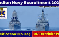 Indian Navy Recruitment 2022 – SSC Posts for 217 Vacancies | Apply Online