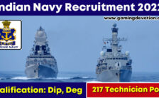 Indian Navy Recruitment 2022 – SSC Posts for 217 Vacancies | Apply Online