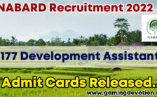 NABARD Recruitment 2022 – Development Assistant Posts for 177 Vacancies Admit card Released