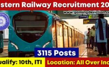 Eastern Railway Recruitment 2022 – Technician Posts for 3115 Vacancies | Apply Online