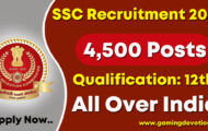SSC CHSL Recruitment 2022 – DEO, LDC, Junior Secretariat Assistant Posts for 4500 Vacancies | Apply Online