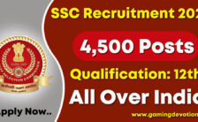 SSC CHSL Recruitment 2022 – DEO, LDC, Junior Secretariat Assistant Posts for 4500 Vacancies | Apply Online